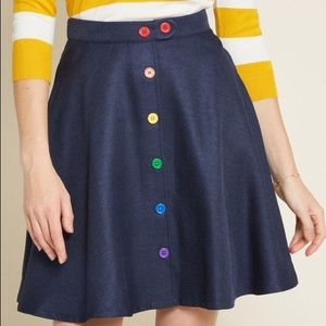 ModCloth Rainbow Button Navy Skirt